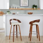 Grotto 30 Mid-Century Cream Swivel Barstool Walnut (Set of 2) 20 Grotto 30 Mid-Century Cream Swivel Barstool Walnut (Set of 2)
