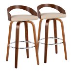 Grotto 30 Mid-Century Cream Swivel Barstool Walnut (Set of 2) 21 Grotto 30 Mid-Century Cream Swivel Barstool Walnut (Set of 2)