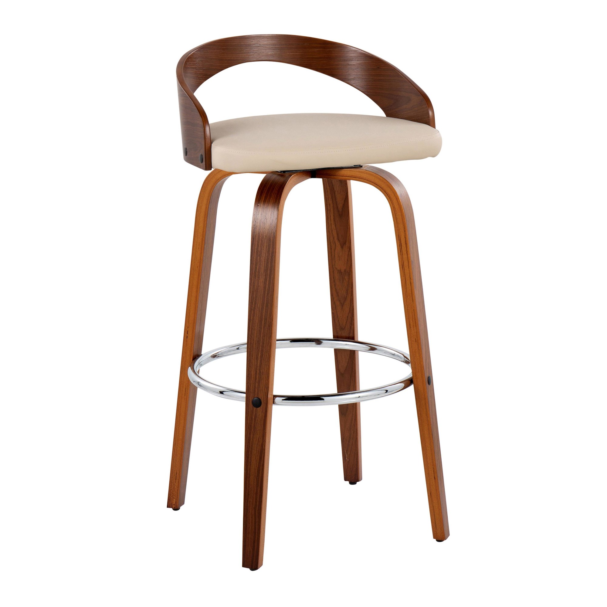 Grotto 30 Mid-Century Cream Swivel Barstool Walnut (Set of 2) 8 Grotto 30 Mid-Century Cream Swivel Barstool Walnut (Set of 2) - Image 8