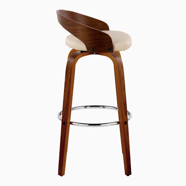 Grotto 30 Mid Century Cream Swivel Barstool Walnut Set of 2 8