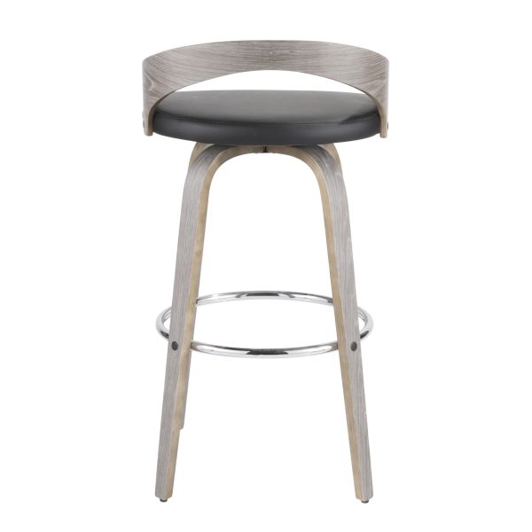 Grotto 30 Mid Century Modern Light Grey Swivel Barstool Set of 2 11