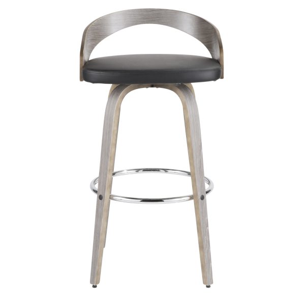 Grotto 30 Mid Century Modern Light Grey Swivel Barstool Set of 2 12