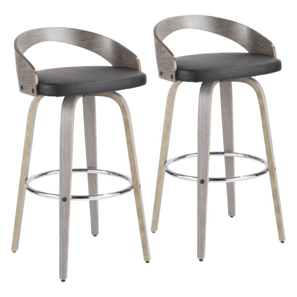 Grotto 30 Mid Century Modern Light Grey Swivel Barstool Set of 2 6