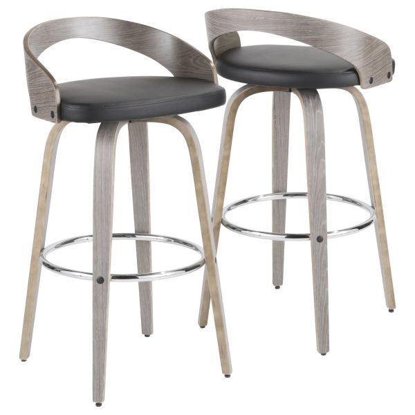 Grotto 30 Mid Century Modern Light Grey Swivel Barstool Set of 2 7