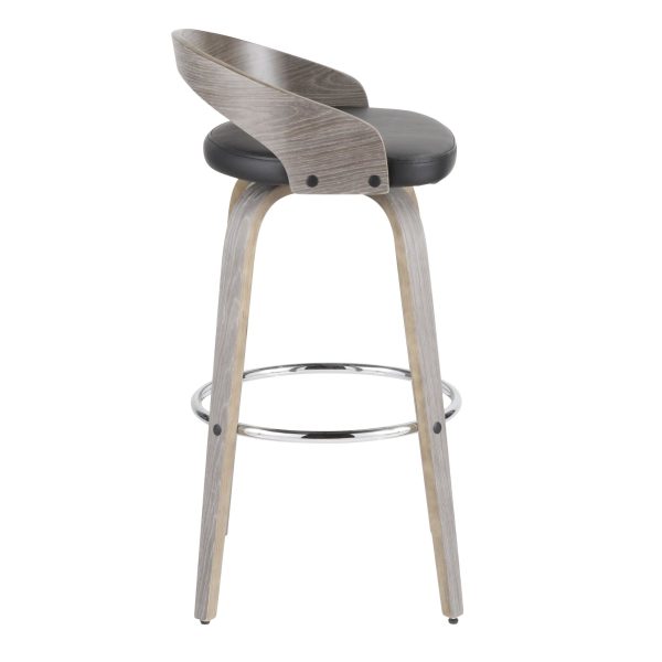 Grotto 30 Mid Century Modern Light Grey Swivel Barstool Set of 2 9