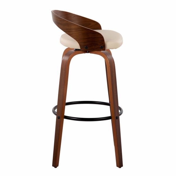 Grotto 30 Mid Century Modern Swivel Barstool Walnut Cream Set of 2 4