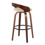 Grotto 30 Mid-Century Modern Swivel Barstool Walnut Cream (Set of 2)