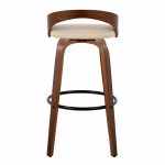 Grotto 30 Mid-Century Modern Swivel Barstool Walnut Cream (Set of 2)