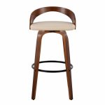 Grotto 30 Mid-Century Modern Swivel Barstool Walnut Cream (Set of 2)