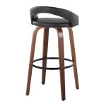 Grotto 30" Walnut Black Velvet Contemporary Swivel Barstools (Set of 2)