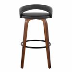 Grotto 30" Walnut Black Velvet Contemporary Swivel Barstools (Set of 2)