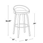 Grotto 30" Walnut Black Velvet Contemporary Swivel Barstools (Set of 2)