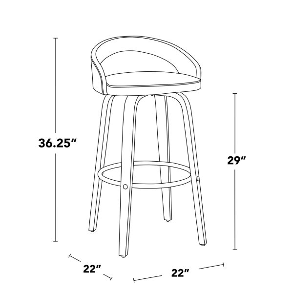 Grotto 30 Walnut Black Velvet Contemporary Swivel Barstools Set of 2 3