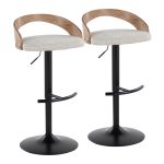 Grotto Adjustable Oat Fabric Swivel Contemporary Barstools (Set of 2) 16 Grotto Adjustable Oat Fabric Swivel Contemporary Barstools (Set of 2)