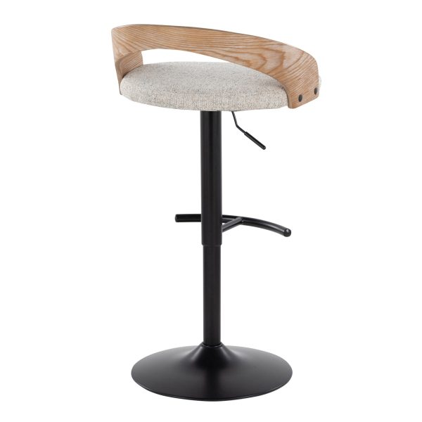 Grotto Adjustable Oat Fabric Swivel Contemporary Barstools Set of 2 7