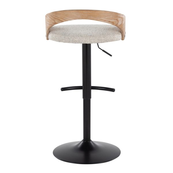 Grotto Adjustable Oat Fabric Swivel Contemporary Barstools Set of 2 8