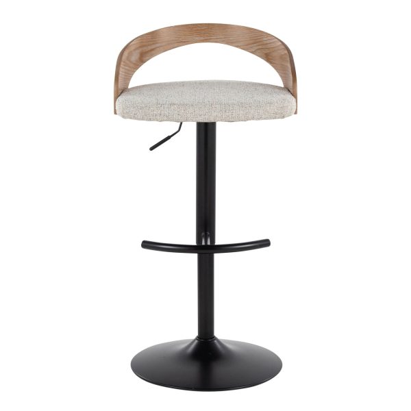 Grotto Adjustable Oat Fabric Swivel Contemporary Barstools Set of 2 9