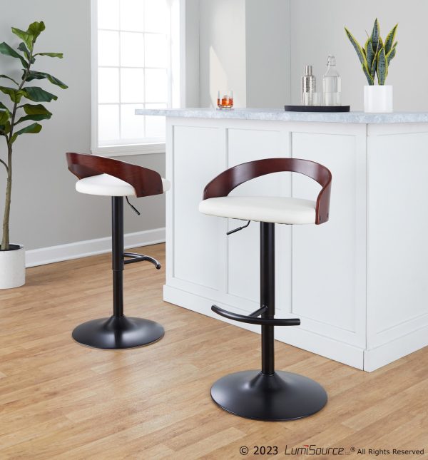 Grotto Black Adjustable Swivel Contemporary Barstools Set of 2 1