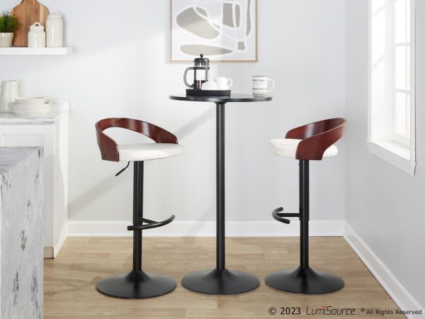 Grotto Black Adjustable Swivel Contemporary Barstools Set of 2 2