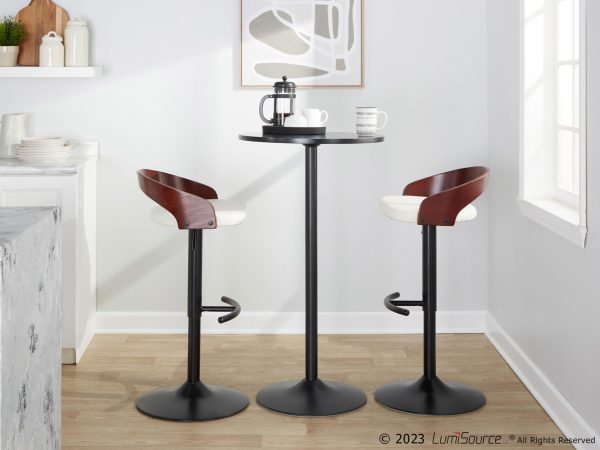 Grotto Black Adjustable Swivel Contemporary Barstools Set of 2 3