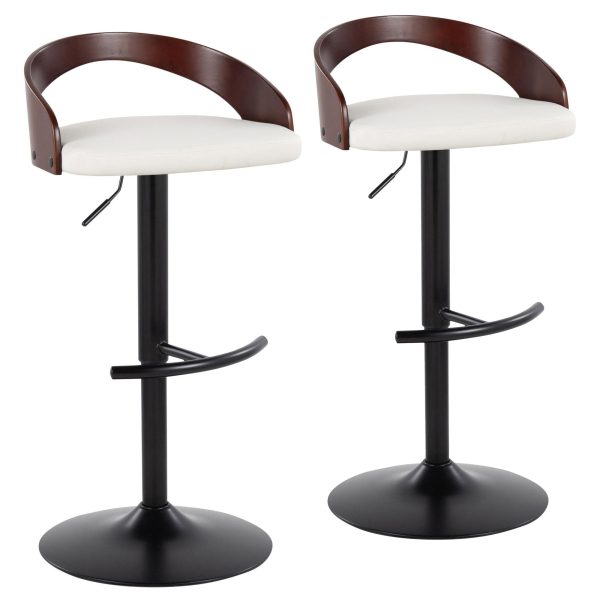 Grotto Black Adjustable Swivel Contemporary Barstools Set of 2 4