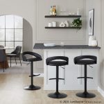Grotto Black Faux Leather Adjustable Contemporary Barstools (Set of 2) 12 Grotto Black Faux Leather Adjustable Contemporary Barstools (Set of 2)
