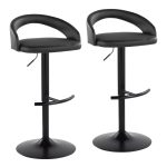 Grotto Black Faux Leather Adjustable Contemporary Barstools (Set of 2) 13 Grotto Black Faux Leather Adjustable Contemporary Barstools (Set of 2)
