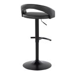 Grotto Black Faux Leather Adjustable Contemporary Barstools (Set of 2) 16 Grotto Black Faux Leather Adjustable Contemporary Barstools (Set of 2)