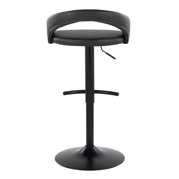 Grotto Black Faux Leather Adjustable Contemporary Barstools Set of 2 6