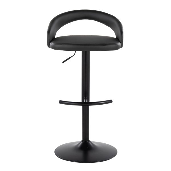 Grotto Black Faux Leather Adjustable Contemporary Barstools Set of 2 7