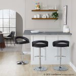 Grotto Black Faux Leather Chrome Contemporary Barstools (Set of 2) 12 Grotto Black Faux Leather Chrome Contemporary Barstools (Set of 2)