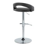 Grotto Black Faux Leather Chrome Contemporary Barstools (Set of 2) 16 Grotto Black Faux Leather Chrome Contemporary Barstools (Set of 2)