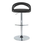 Grotto Black Faux Leather Chrome Contemporary Barstools (Set of 2) 18 Grotto Black Faux Leather Chrome Contemporary Barstools (Set of 2)