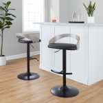 Grotto Black Faux Leather Contemporary Adjustable Barstool (Set of 2) 14 Grotto Black Faux Leather Contemporary Adjustable Barstool (Set of 2)