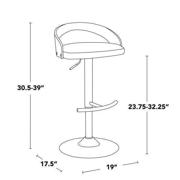 Grotto Black Faux Leather Contemporary Adjustable Barstool Set of 2 10