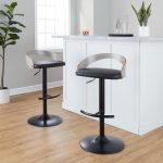 Grotto Black Faux Leather Contemporary Adjustable Barstool (Set of 2) 13 Grotto Black Faux Leather Contemporary Adjustable Barstool (Set of 2)