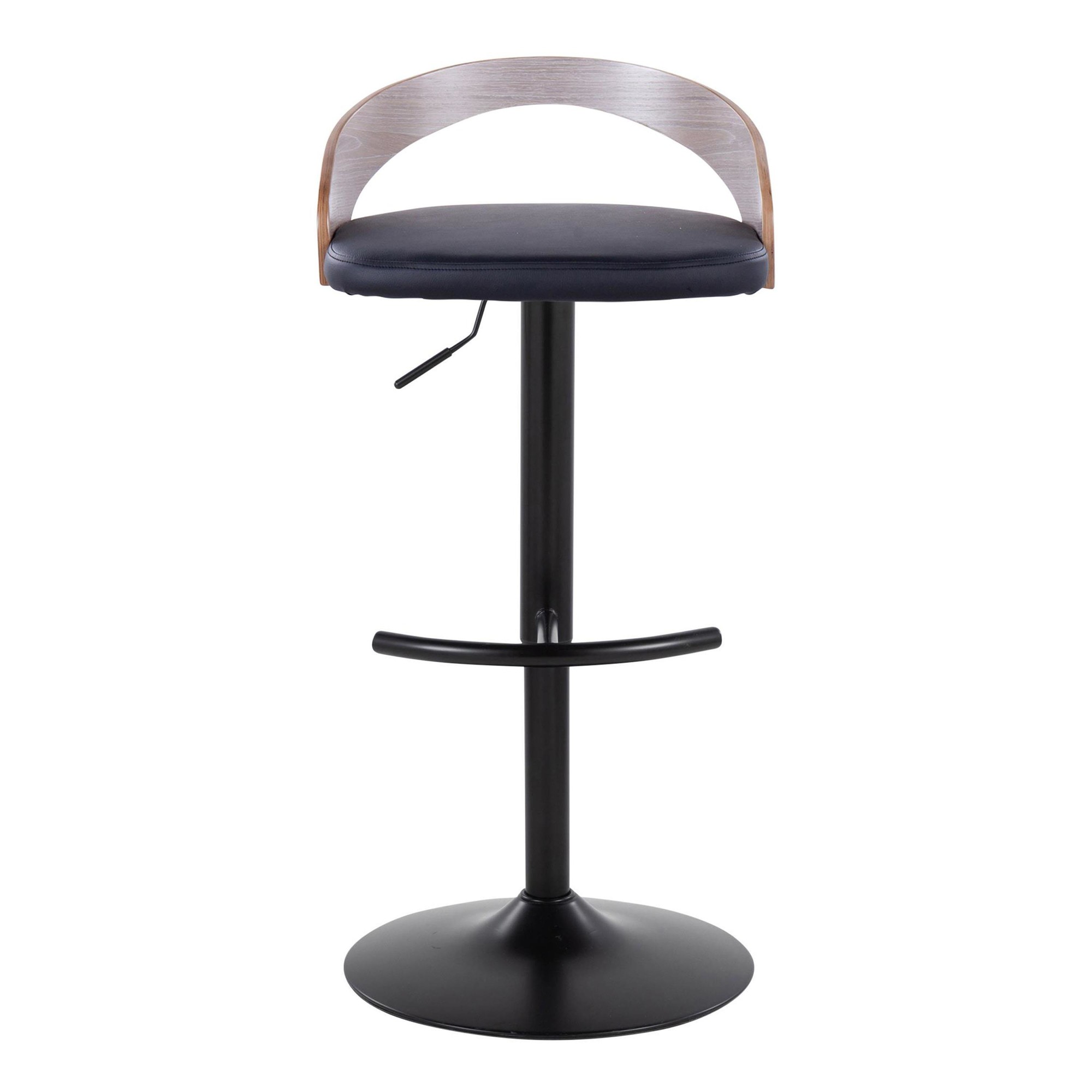 Grotto Black Faux Leather Contemporary Adjustable Barstool (Set of 2) 10 Grotto Black Faux Leather Contemporary Adjustable Barstool (Set of 2) - Image 10