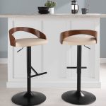 Grotto Black Metal Cream Faux Leather Adjustable Barstools (Set of 2) 11 Grotto Black Metal Cream Faux Leather Adjustable Barstools (Set of 2)