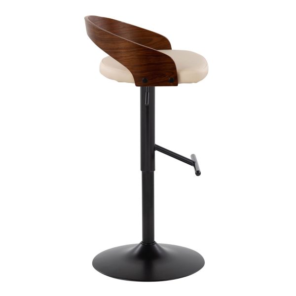 Grotto Black Metal Cream Faux Leather Adjustable Barstools Set of 2 4
