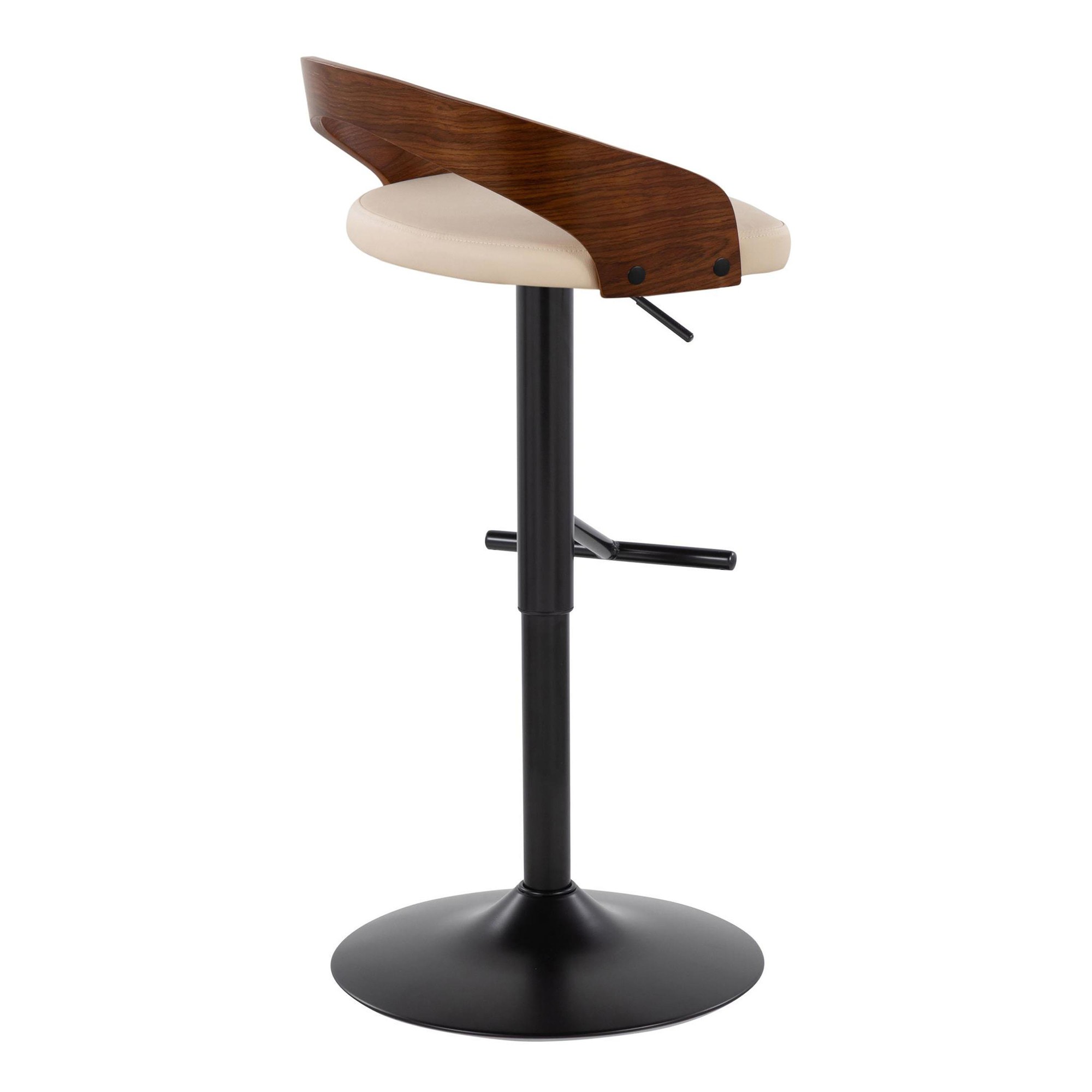 Grotto Black Metal Cream Faux Leather Adjustable Barstools (Set of 2) 6 Grotto Black Metal Cream Faux Leather Adjustable Barstools (Set of 2) - Image 6