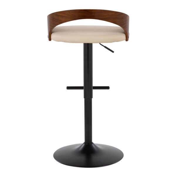 Grotto Black Metal Cream Faux Leather Adjustable Barstools Set of 2 6