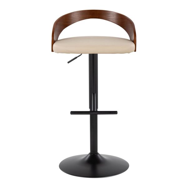 Grotto Black Metal Cream Faux Leather Adjustable Barstools Set of 2 7