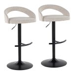 Grotto Black Metal Oat Fabric Adjustable Contemporary Barstools (Set of 2) 13 Grotto Black Metal Oat Fabric Adjustable Contemporary Barstools (Set of 2)
