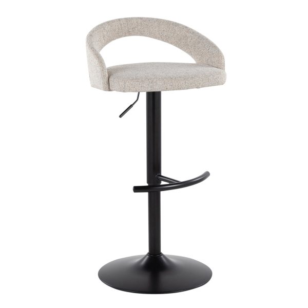 Grotto Black Metal Oat Fabric Adjustable Contemporary Barstools Set of 2 3