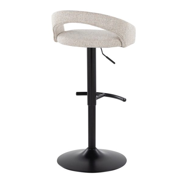 Grotto Black Metal Oat Fabric Adjustable Contemporary Barstools Set of 2 5