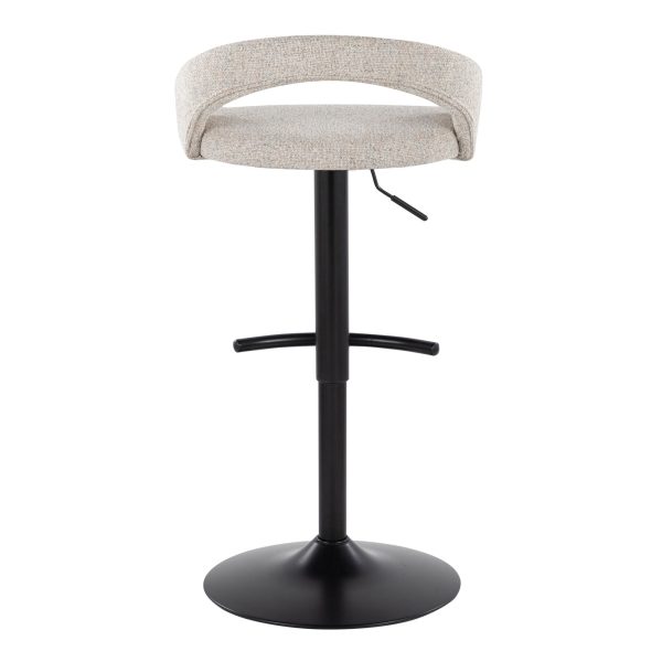Grotto Black Metal Oat Fabric Adjustable Contemporary Barstools Set of 2 6