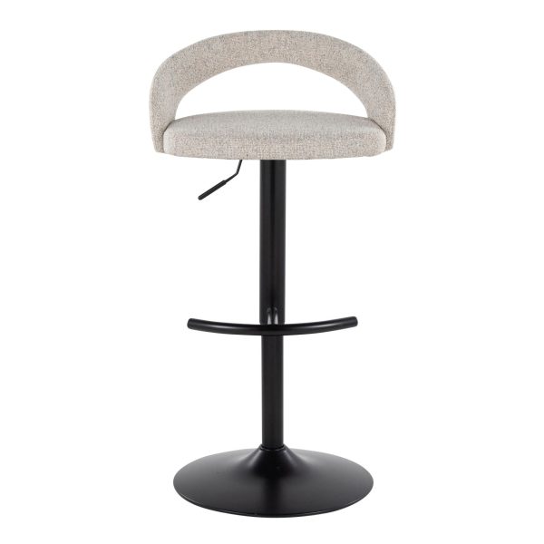 Grotto Black Metal Oat Fabric Adjustable Contemporary Barstools Set of 2 7
