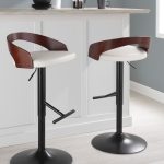 Grotto Black Metal White Faux Leather Adjustable Barstool (Set of 2) 11 Grotto Black Metal White Faux Leather Adjustable Barstool (Set of 2)