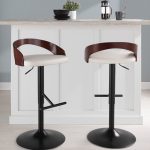 Grotto Black Metal White Faux Leather Adjustable Barstool (Set of 2) 10 Grotto Black Metal White Faux Leather Adjustable Barstool (Set of 2)