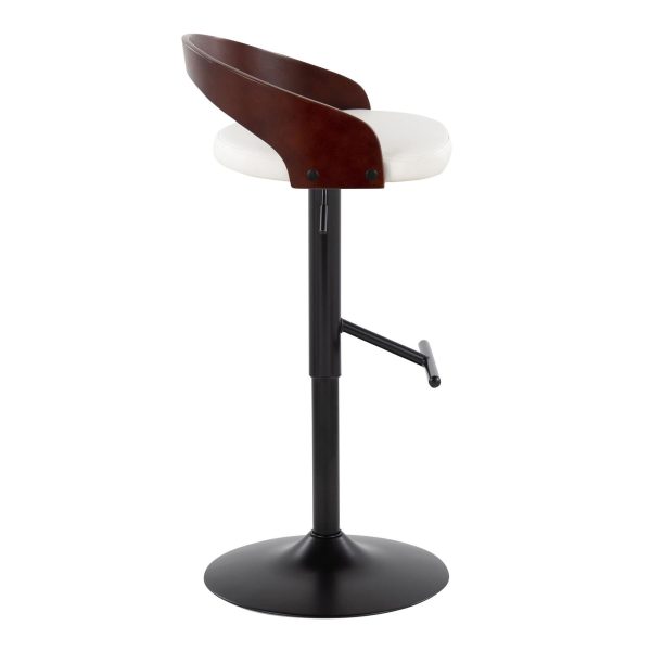Grotto Black Metal White Faux Leather Adjustable Barstool Set of 2 4